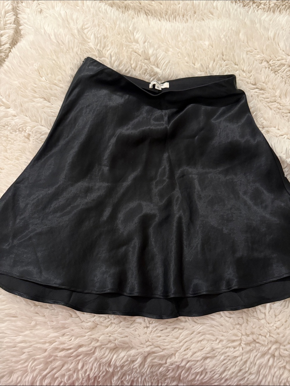 Women's Black Satin Skater Skirt
